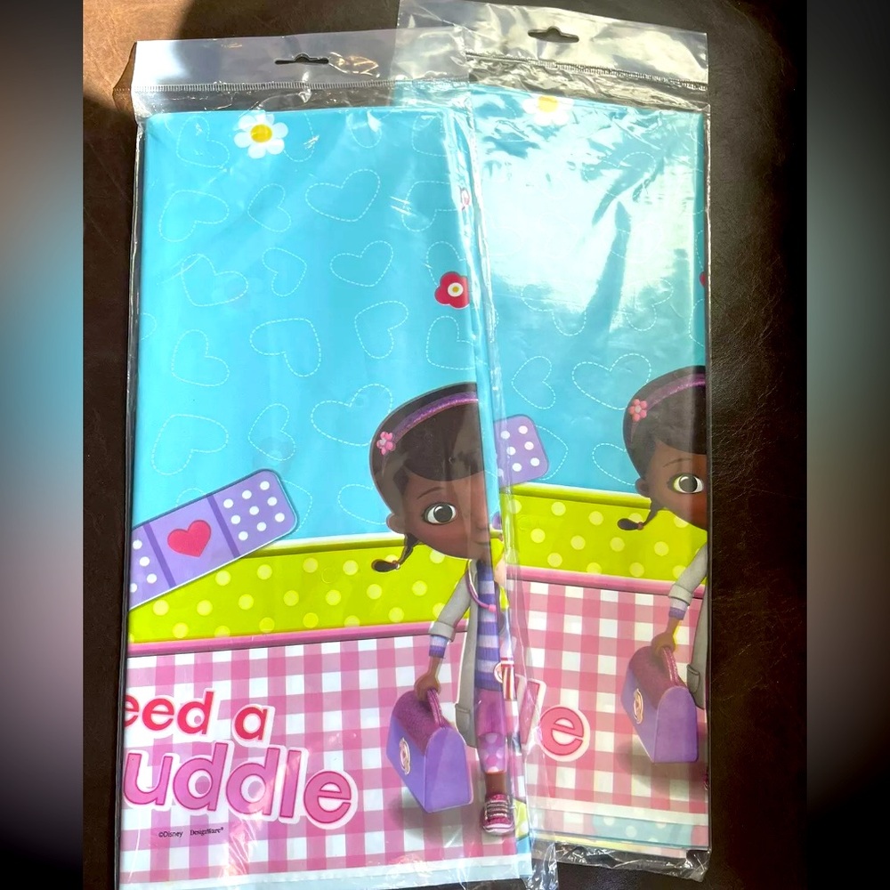 Doc Mcmuffin Party table Covers 2-Pack NEW 54in X 96inches each Reusable Plastic